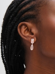 Inicio Sterling Silver Plated Rose Faceted Double Drop Earrings - Image 1 of 2