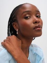 Inicio Sterling Silver Plated Rose Faceted Double Drop Earrings - Image 2 of 2