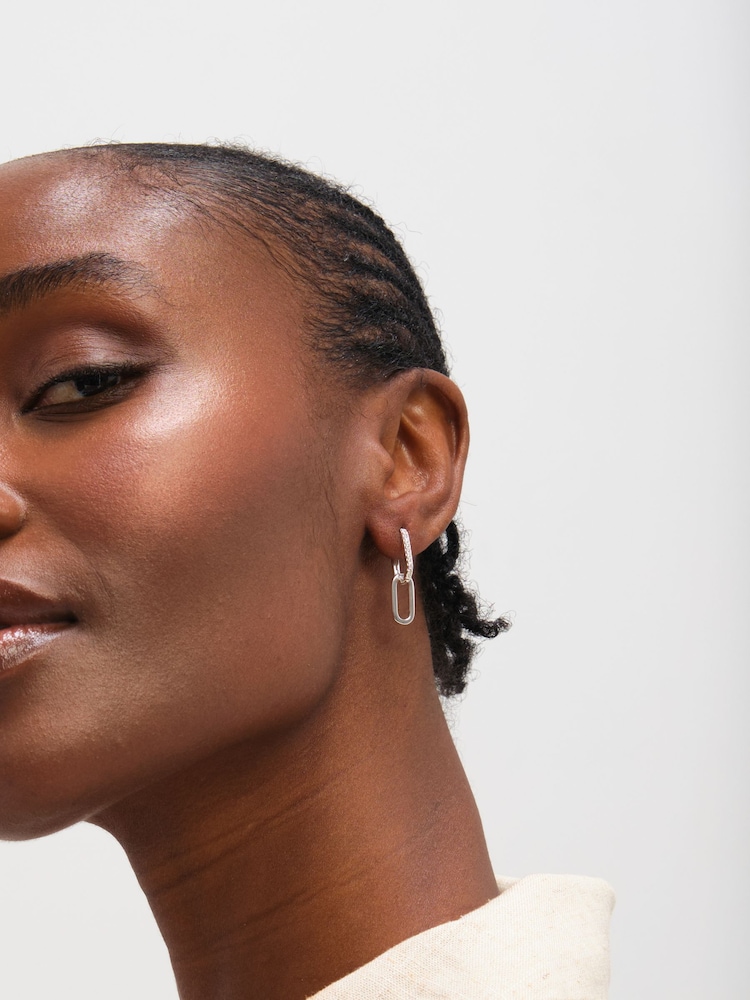 Inicio Sterling Silver Plated Polished Double Link Drop Earrings - Image 2 of 3