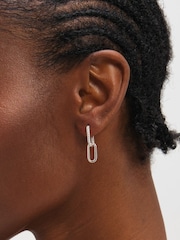 Inicio Sterling Silver Plated Polished Double Link Drop Earrings - Image 3 of 3