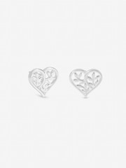 Simply Silver 925 Sterling Silver Tree Of Love Heart Stud Earrings - Image 1 of 1