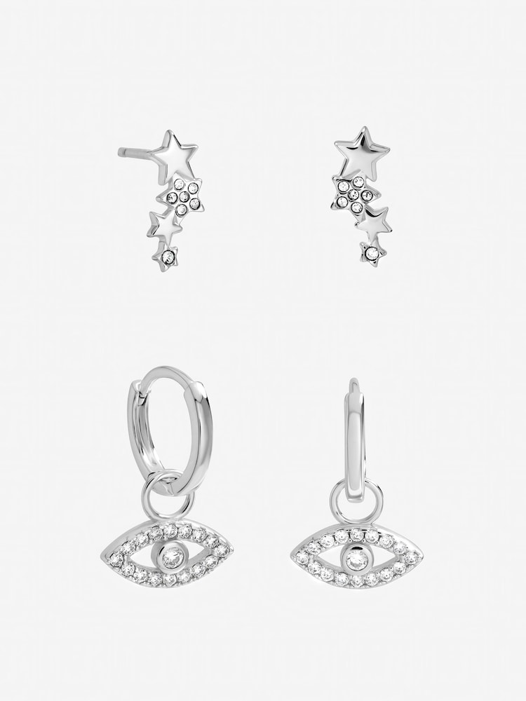 Inicio Sterling Silver Plated Celestial Earrings 2 Pack - Image 1 of 1