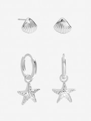 Inicio Sterling Silver Plated Starfish Earrings 2 Pack - Image 1 of 3