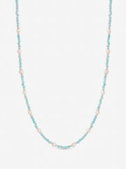 Inicio Turquoise Blue Simply Silver Pearl Necklace - Image 1 of 4