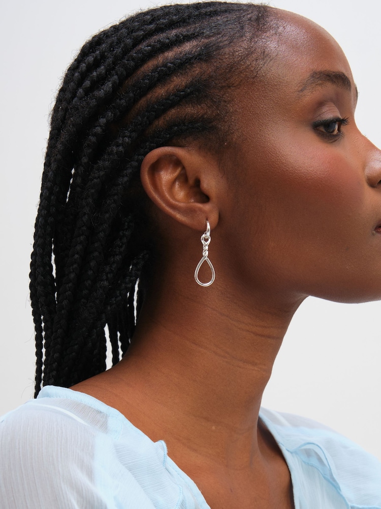 Inicio Sterling Silver Plated Polished Infinity Link Drop Earrings - Image 2 of 3