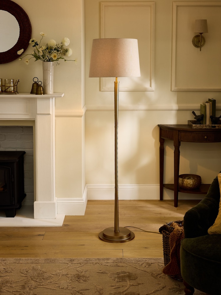 Laura Ashley Brass Sullivan Floor Light - Image 1 of 6 Laura Ashley Brass Sullivan Floor Light - Image 1 of 6