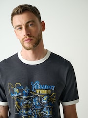 Black Graphic Ringer T-Shirt - Image 4 of 5