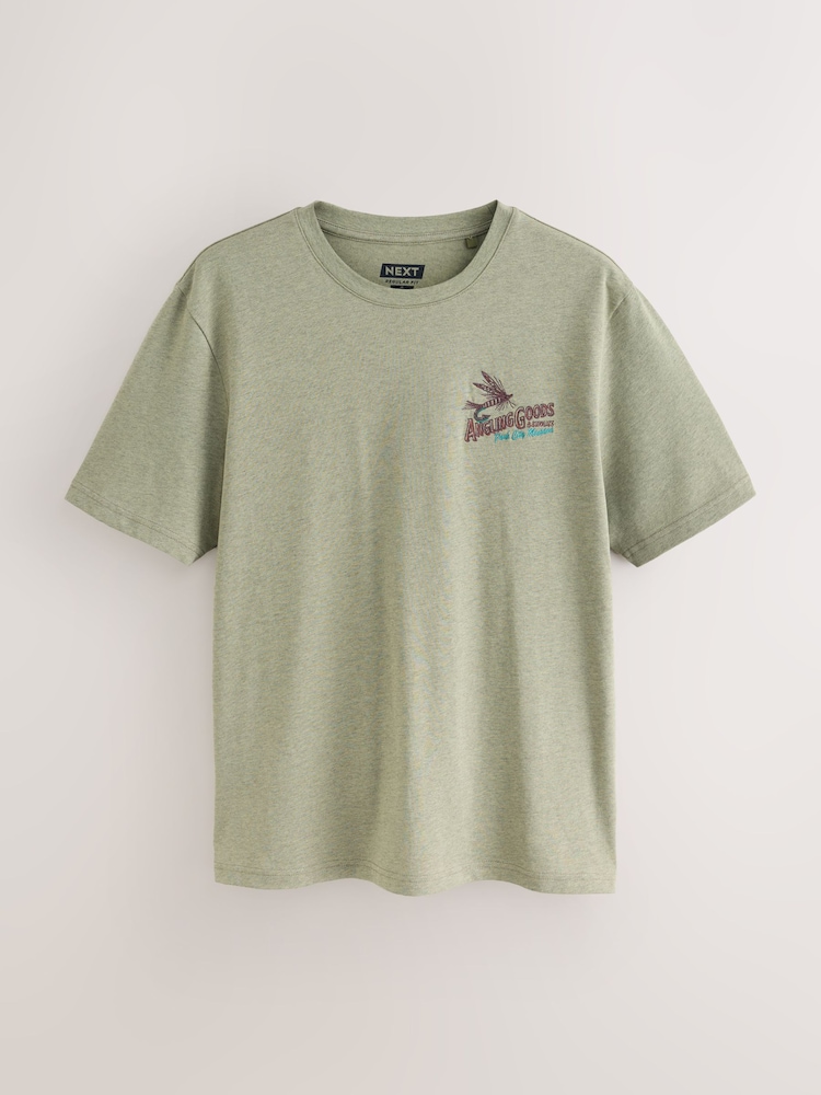 Grün Marl Fish - Reguläre Passform - Schweres T-Shirt mit Grafik-Print - Bild 1 von 3 Grün Marl Fish - Reguläre Passform - Schweres T-Shirt mit Grafik-Print - Bild 1 von 3