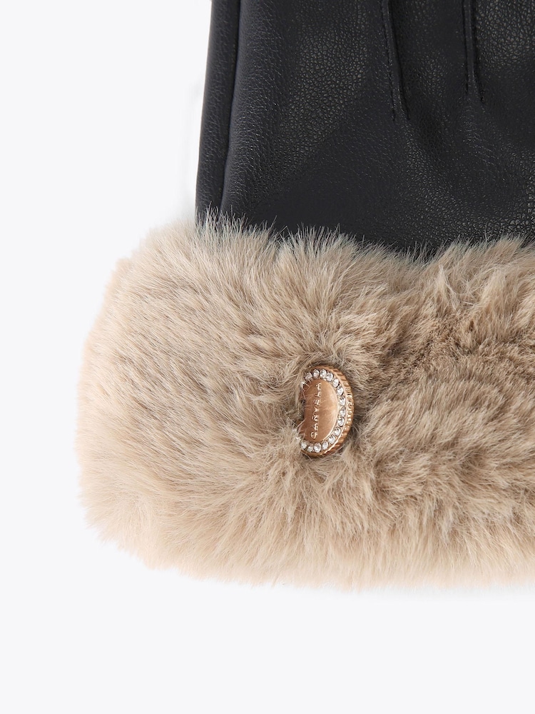 Carvela Natural Fur Gloves - Image 3 of 3