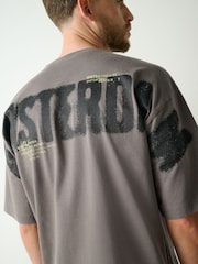 Black Amsterdam Relaxed Fit Graphic Print Heavy Weight T-Shirt - Image 1 of 11