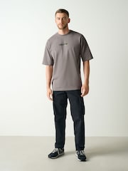Black Amsterdam Relaxed Fit Graphic Print Heavy Weight T-Shirt - Image 3 of 11