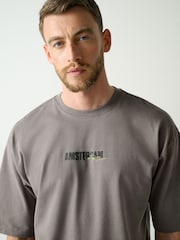 Black Amsterdam Relaxed Fit Graphic Print Heavy Weight T-Shirt - Image 6 of 11
