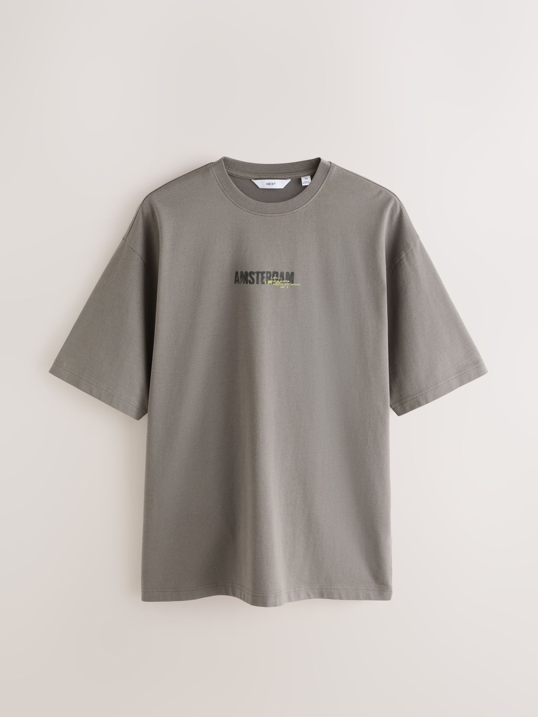 Buy Black Amsterdam Relaxed Fit Graphic Print Heavy Weight T-Shirt