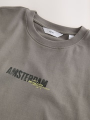 Black Amsterdam Relaxed Fit Graphic Print Heavy Weight T-Shirt - Image 9 of 11