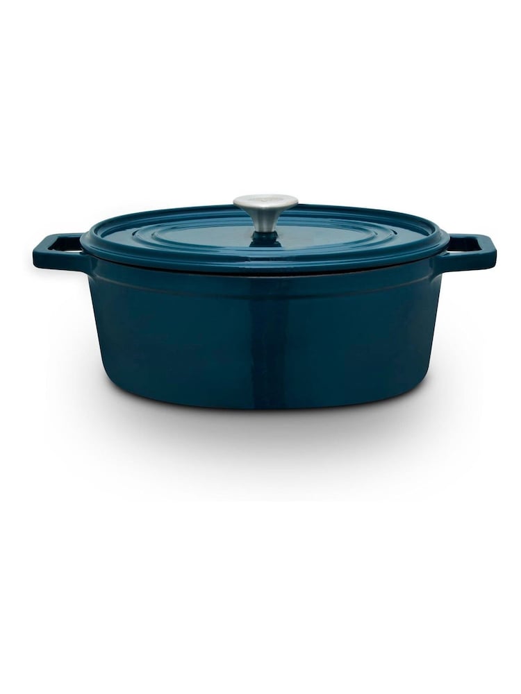 Barbary and Oak Teal Nattura Cast Iron Casserole 3.2L Cooking Pot - Image 1 of 2 Barbary and Oak Teal Nattura Cast Iron Casserole 3.2L Cooking Pot - Image 1 of 2