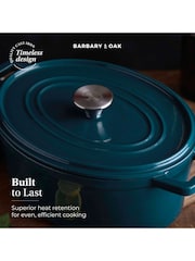 Barbary and Oak Teal Nattura Cast Iron Casserole 3.2L Cooking Pot - Image 2 of 2