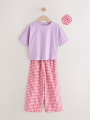 Pink/Green Woven Wide Leg Pyjamas 2 Pack (3-16yrs) - Image 3 of 9