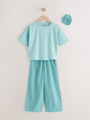Pink/Green Woven Wide Leg Pyjamas 2 Pack (3-16yrs) - Image 4 of 9