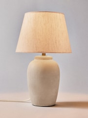 The Set 2 Pack Grey/Ecru Textured Ceramic Small Table Lamps - Image 4 of 5