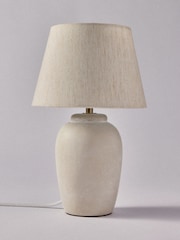 The Set 2 Pack Grey/Ecru Textured Ceramic Small Table Lamps - Image 5 of 5