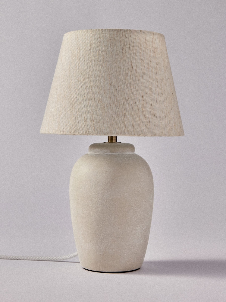 The Set 2 Pack Grey/Ecru Textured Ceramic Small Table Lamps - Image 5 of 5 The Set 2 Pack Grey/Ecru Textured Ceramic Small Table Lamps - Image 5 of 5