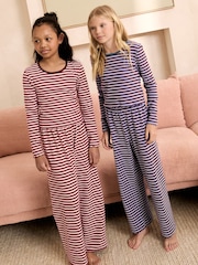 Blue/Pink Stripe Wide Leg Pyjamas 2 Pack (3-16yrs) - Image 1 of 12