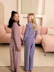 Blue/Pink Stripe Wide Leg Pyjamas 2 Pack (3-16yrs) - Image 5 of 12