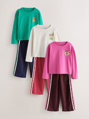 Green/Pink Wide Long Leg Pyjamas 3 Pack (3-16yrs) - Image 1 of 7