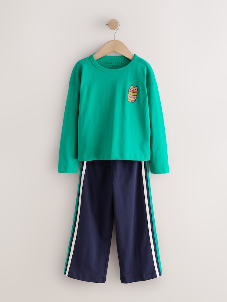 Green/Pink Wide Long Leg Pyjamas 3 Pack (3-16yrs) - Image 2 of 7 Green/Pink Wide Long Leg Pyjamas 3 Pack (3-16yrs) - Image 2 of 7