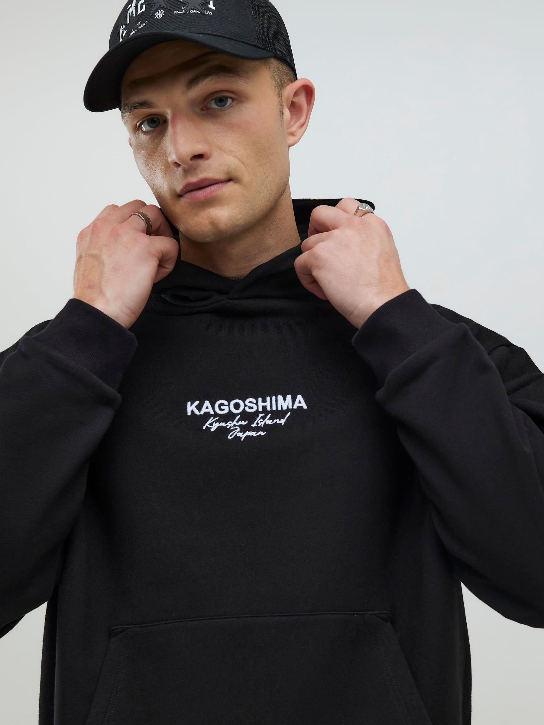 Buy River Island Black Oversized Kagoshima Dragon Hoodie from the