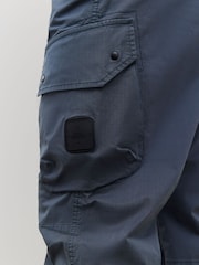 River Island Blue Regular Fit Cuffed Stretch Cargo Trousers - Image 4 of 4