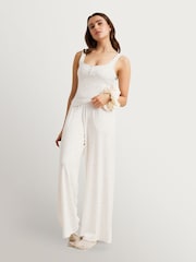 TALA White Soft Lounge Drawstring Wide Leg Trousers - Image 3 of 5