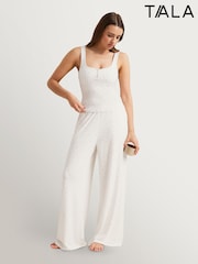 TALA White Soft Lounge Drawstring Wide Leg Trousers - Image 6 of 6