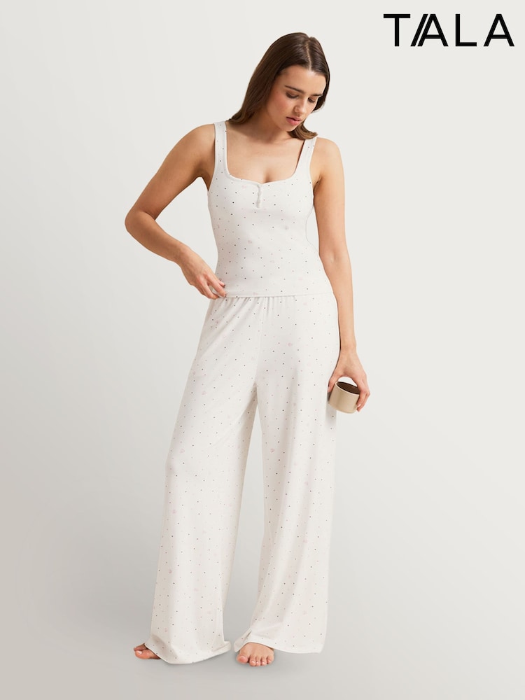 TALA White Soft Lounge Drawstring Wide Leg Trousers - Image 6 of 6