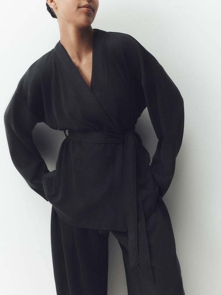 Black Studio Tie Waist Cardigan - Image 1 of 5 Black Studio Tie Waist Cardigan - Image 1 of 5