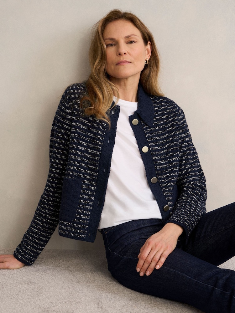 Hobbs Blue Sasha Knitted Jacket - Image 1 of 4