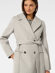 Forever New Grey Chelsea Double Breasted Fur Collared Coat - Image 3 of 5