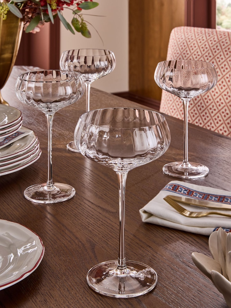 Laura Ashley Set of 4 Clear Champagne Coupes Glasses - Image 2 of 4 Laura Ashley Set of 4 Clear Champagne Coupes Glasses - Image 2 of 4