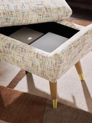 Multi Chenille Natural Wilson Storage Footstool - Image 2 of 6