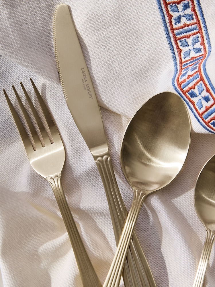 Laura Ashley 16 Piece Gold (Metal) Stainless Steel Cutlery Set - Image 2 of 4 Laura Ashley 16 Piece Gold (Metal) Stainless Steel Cutlery Set - Image 2 of 4