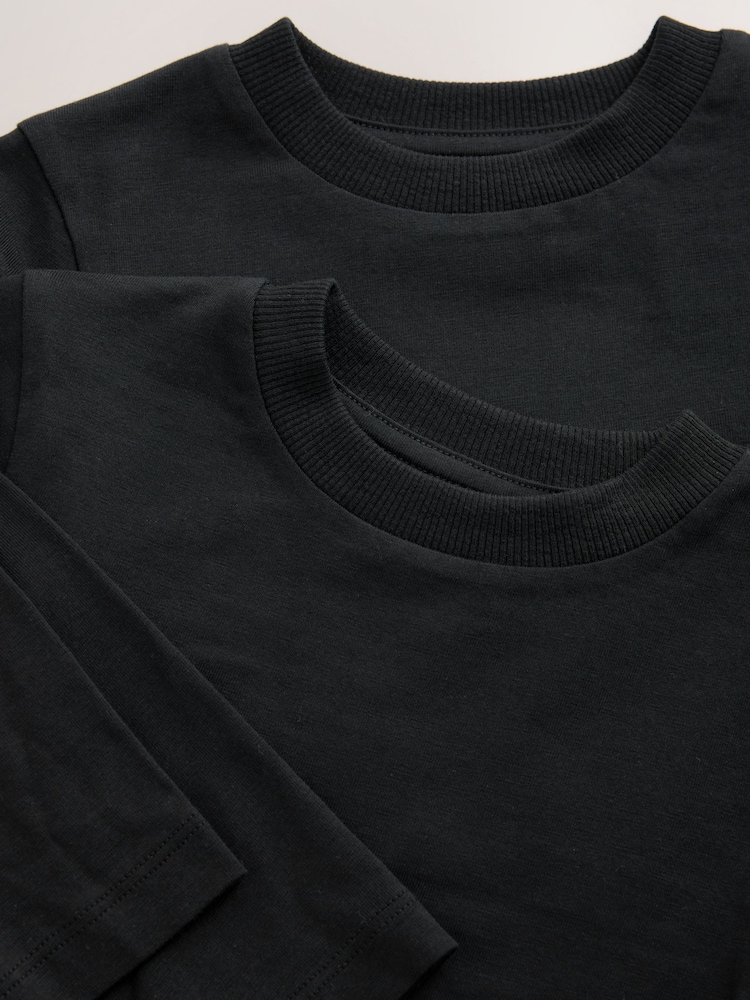 Black Long Sleeve Plain T-Shirts 2 Pack (3mths-7yrs) - Image 6 of 6 Black Long Sleeve Plain T-Shirts 2 Pack (3mths-7yrs) - Image 6 of 6