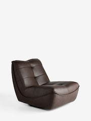 Easton Faux Leather Chocolate Brown Lucca Swivel Accent Chair - Image 6 of 10