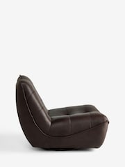 Easton Faux Leather Chocolate Brown Lucca Swivel Accent Chair - Image 8 of 10