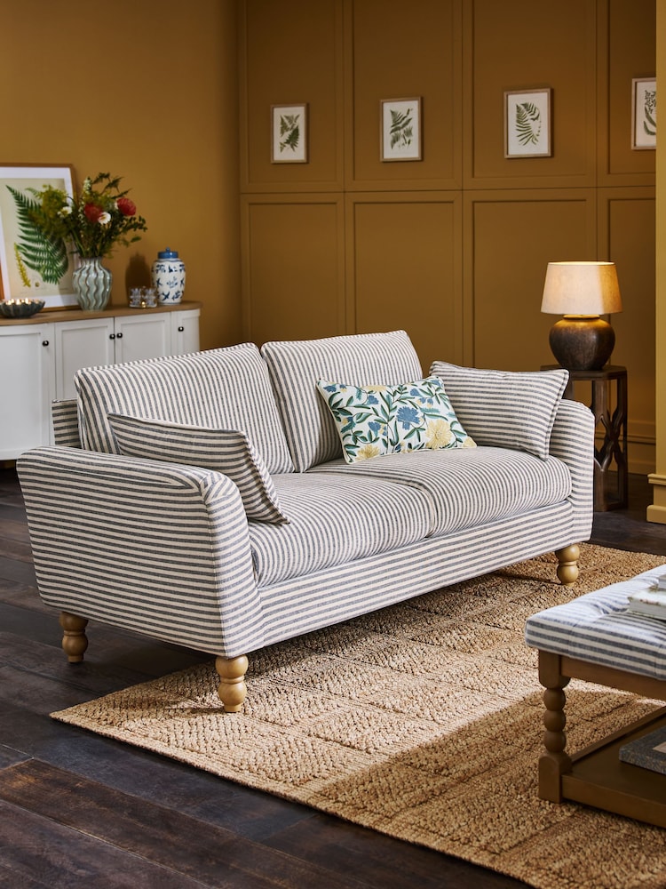 Chenille Stripe Slate Blue Emory 3 Seater Sofa in a Box - Image 1 of 8