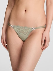 Victoria's Secret Pink Slate Green G-String Crochet Lace Knickers - Image 1 of 2