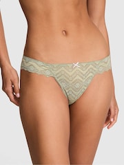 Victoria's Secret Pink Slate Green Thong Crochet Lace Knickers - Image 1 of 2
