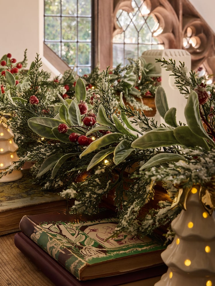 Laura Ashley Green Pre Lit Berry Christmas Garland - Image 2 of 3