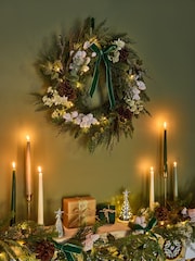 Laura Ashley Green Pre Lit Pine Christmas Wreath - Image 1 of 5
