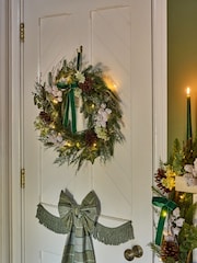Laura Ashley Green Pre Lit Pine Christmas Wreath - Image 2 of 5