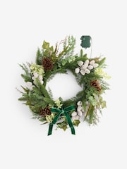 Laura Ashley Green Pre Lit Pine Christmas Wreath - Image 4 of 5